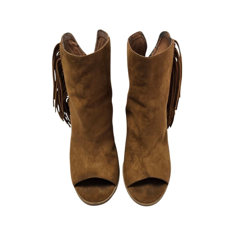 DV By Dolce Vita Suede Open Toe Boots Size 11 Brown